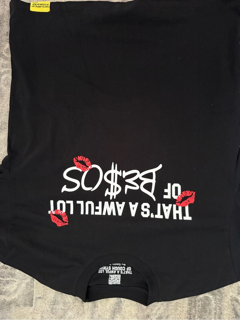Men's Black Graphic Tee with Red Kiss Accents